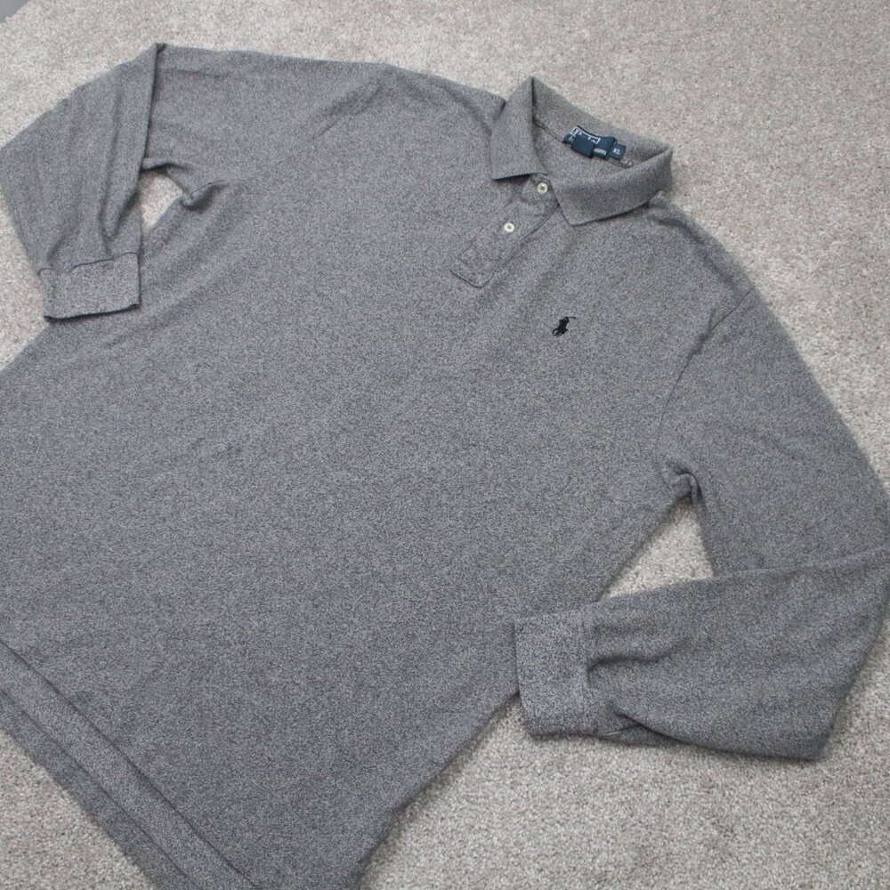 Polo Ralph Lauren Polo Shirt Adult XL Gray Long Sleeve Cotton Pullover - Picture 3 of 12